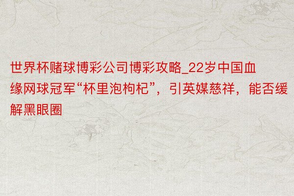 世界杯赌球博彩公司博彩攻略_22岁中国血缘网球冠军“杯里泡枸杞”，引英媒慈祥，能否缓解黑眼圈